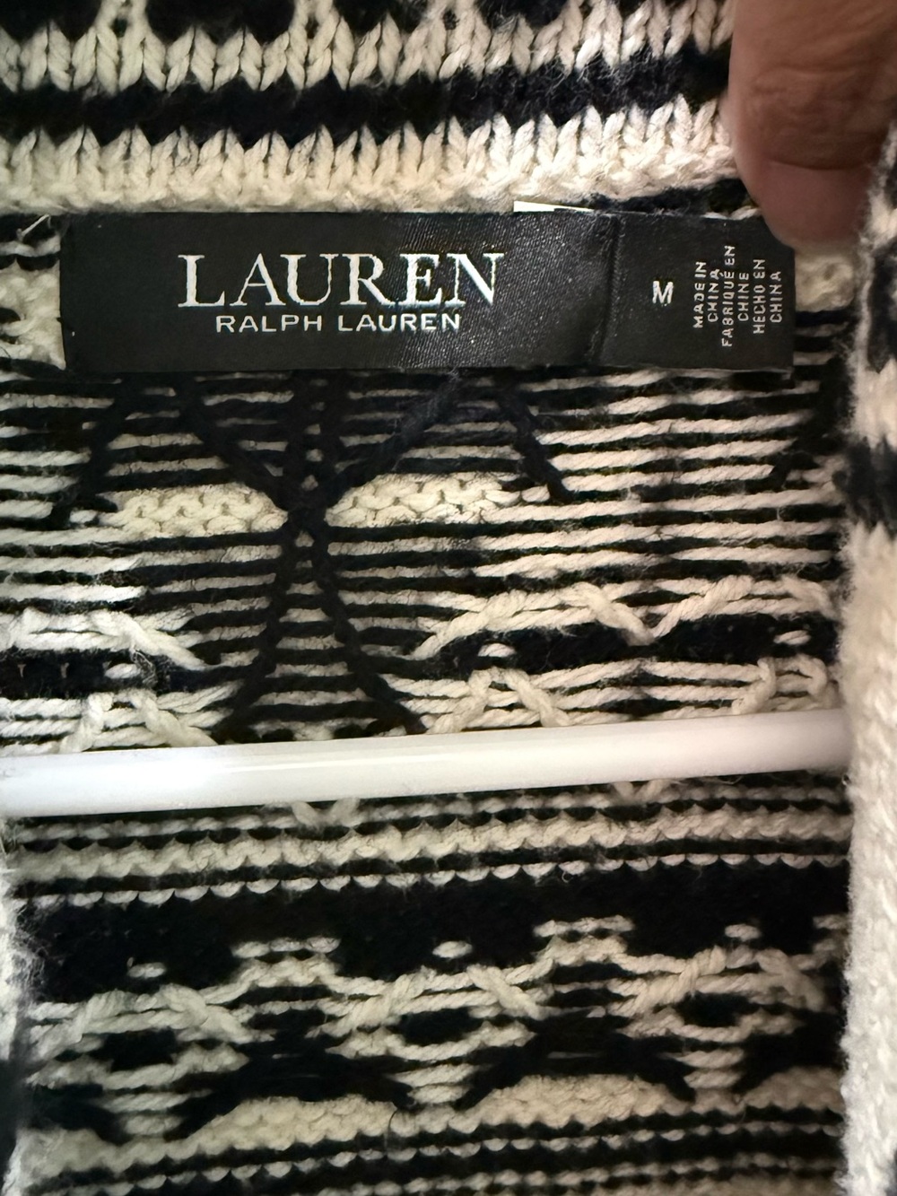 Ralph Lauren Black and White Geometric Shawl Cardigan - Picture 3 of 9